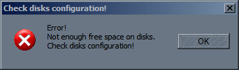 Message about no free space on disks